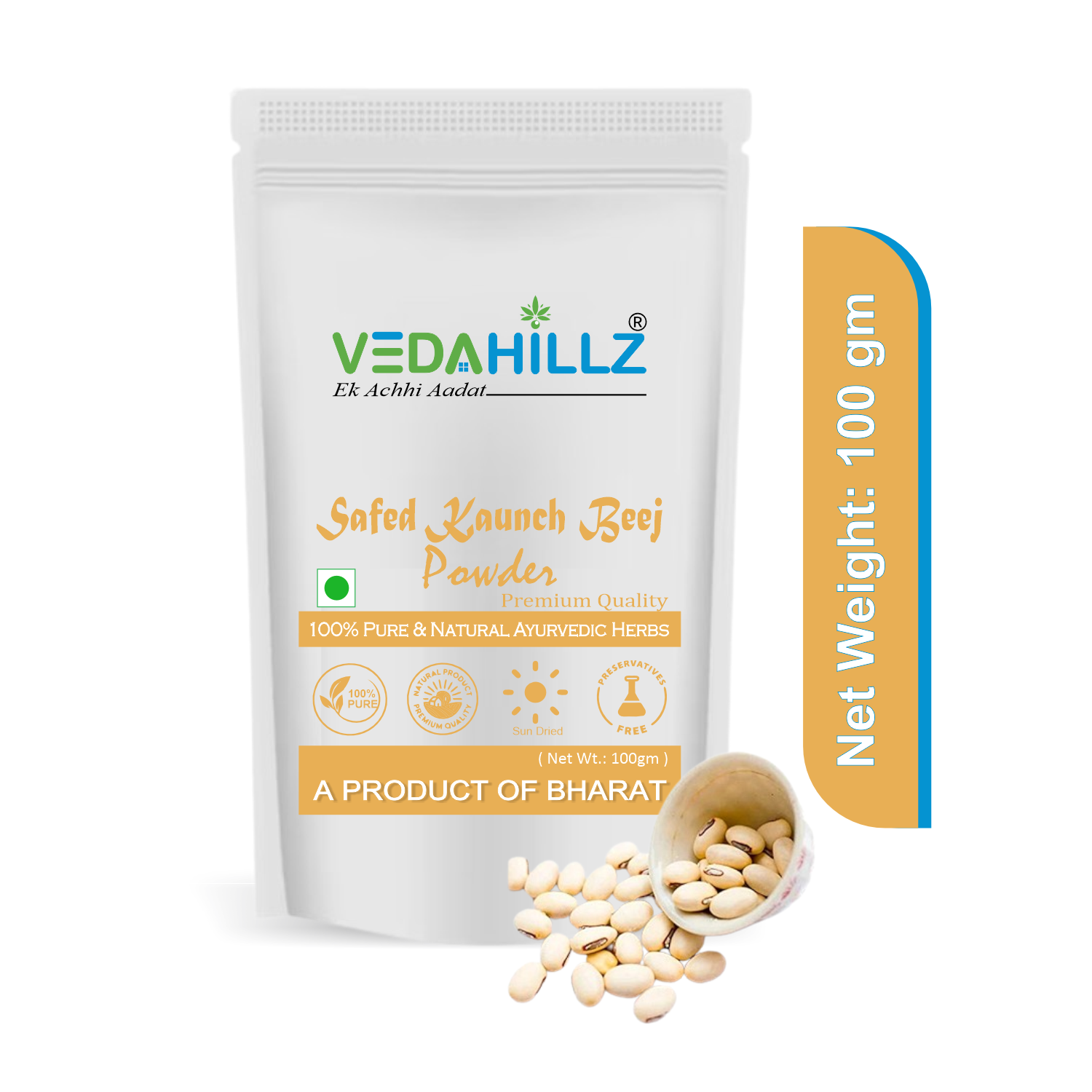 Vedahillz Kauch Beej Powder Made from High-Quality Handpicked Kauch Seeds